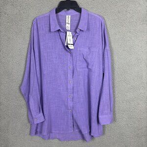 COTTON ON BODY Womens Purple Button-Up Shirt Medium 79% Cotton 21% Viscose